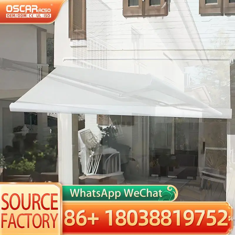 4*3M Motorized Retractable Full Cassette Awning Heavy Duty Patio Canopy Remote Controlled Aluminum Frame PC Material for Garden