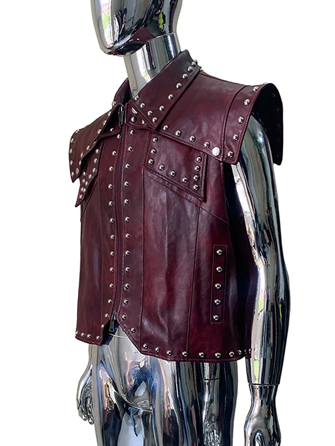 Chaleco de Cuero PU de Alta Resistencia para Hombre, Estilo Motero, Corto, Sin Mangas, Sensación de Lujo, Marca Nerazzurri