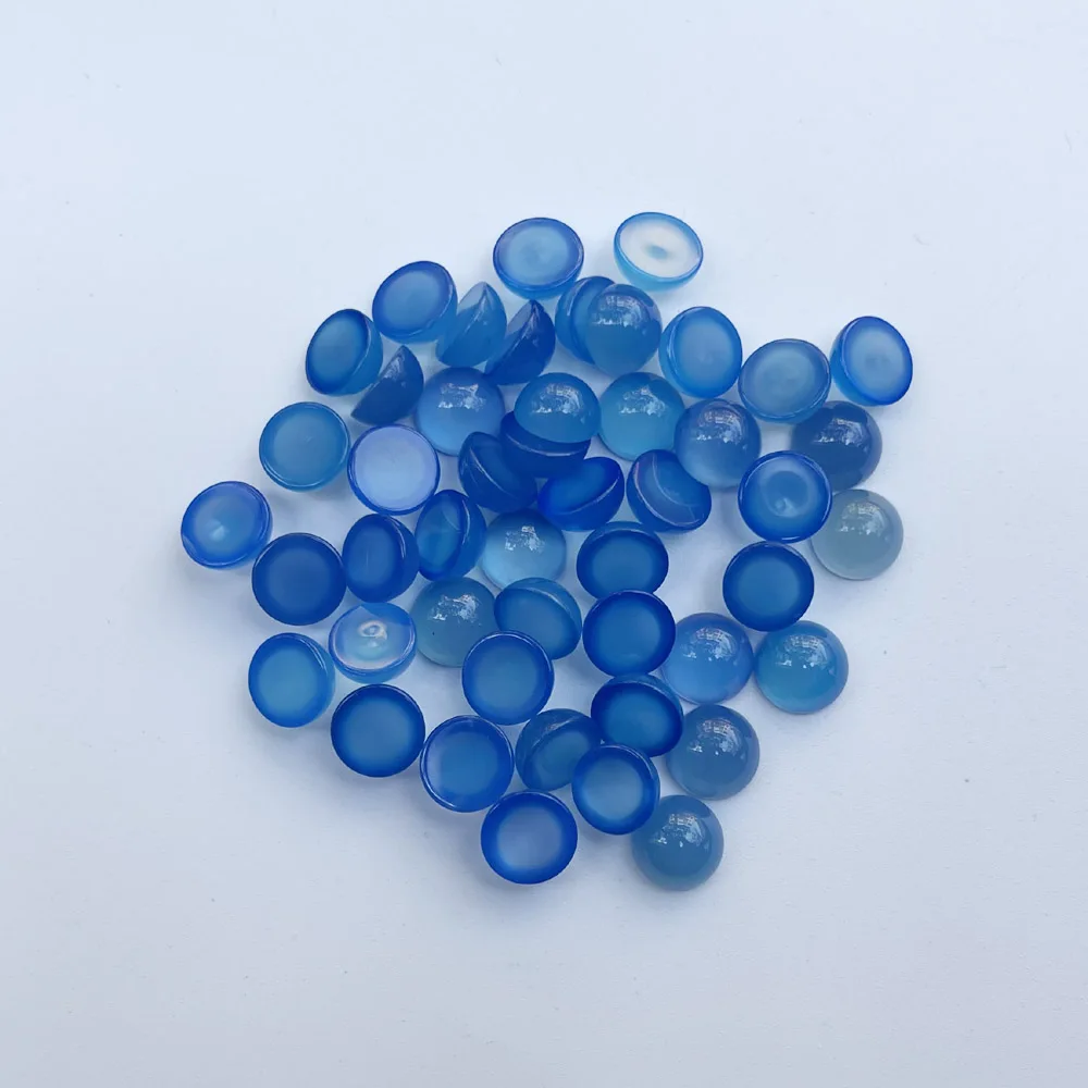 fashion 8MM Natural Stone blue agate round Beads cabochon for Jewelry making 50pc Ring Bracelet Necklace accessories wholesale