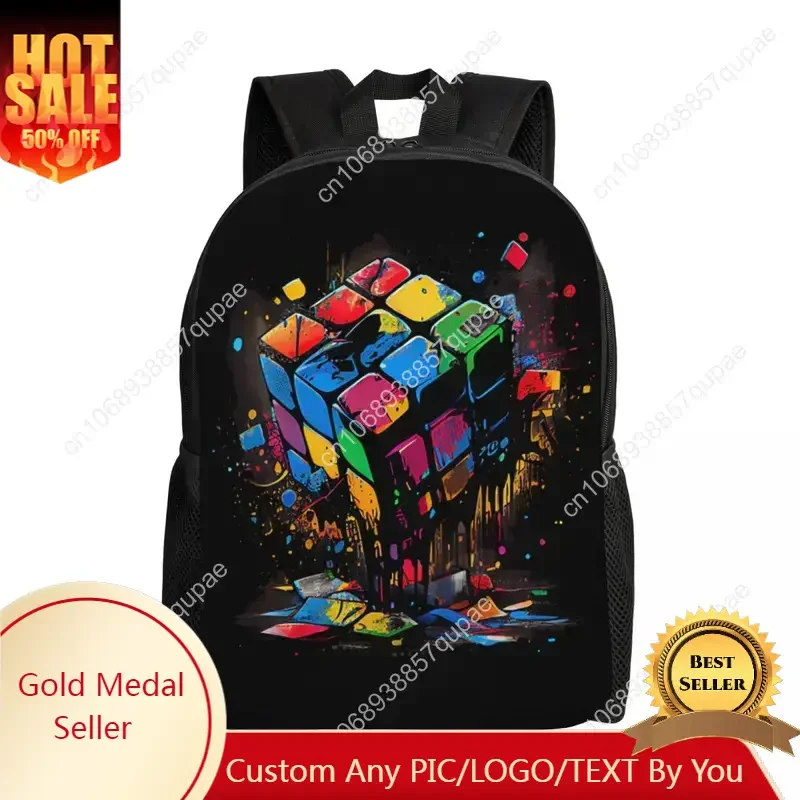 

Custom Math Rubik Rubix Rubics Backpack for Men College School Student Bookbag Fits 15 Inch Laptop Graffiti Style Teachers Bags