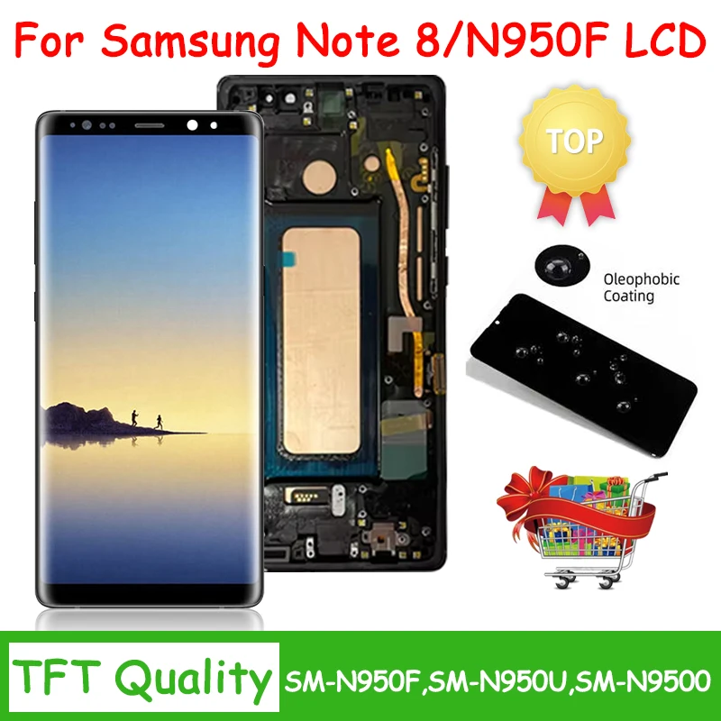 New Note8 Display Screen With Frame For Samsung Note8 N950F N950U N950W N950FD Note 8 LCD Display Touch Screen DigitizerAssembly