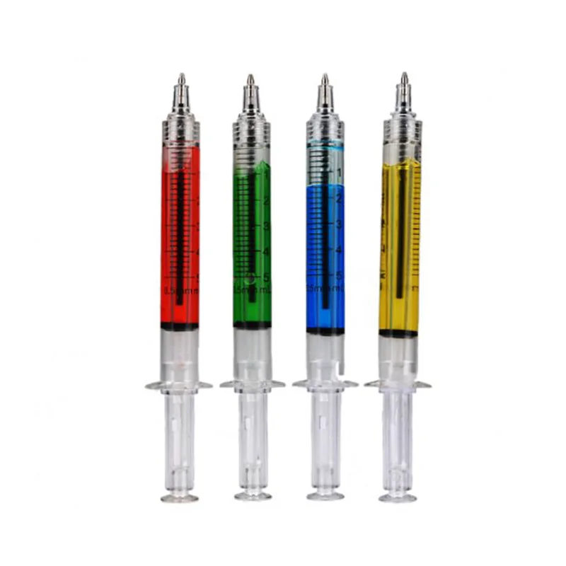 1pcs Injection Type Ball Point Pen Doctor Nurse Gift Liquid Pen Color Red Blue Transmission Syringe Pens