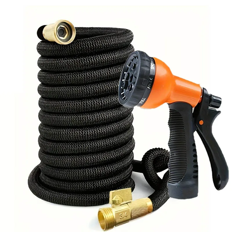

Lightweight Expandable Garden Hose with Rubber Material Retractable No-Kink Leak-Proof Durable Connectors for Yard Outdoor