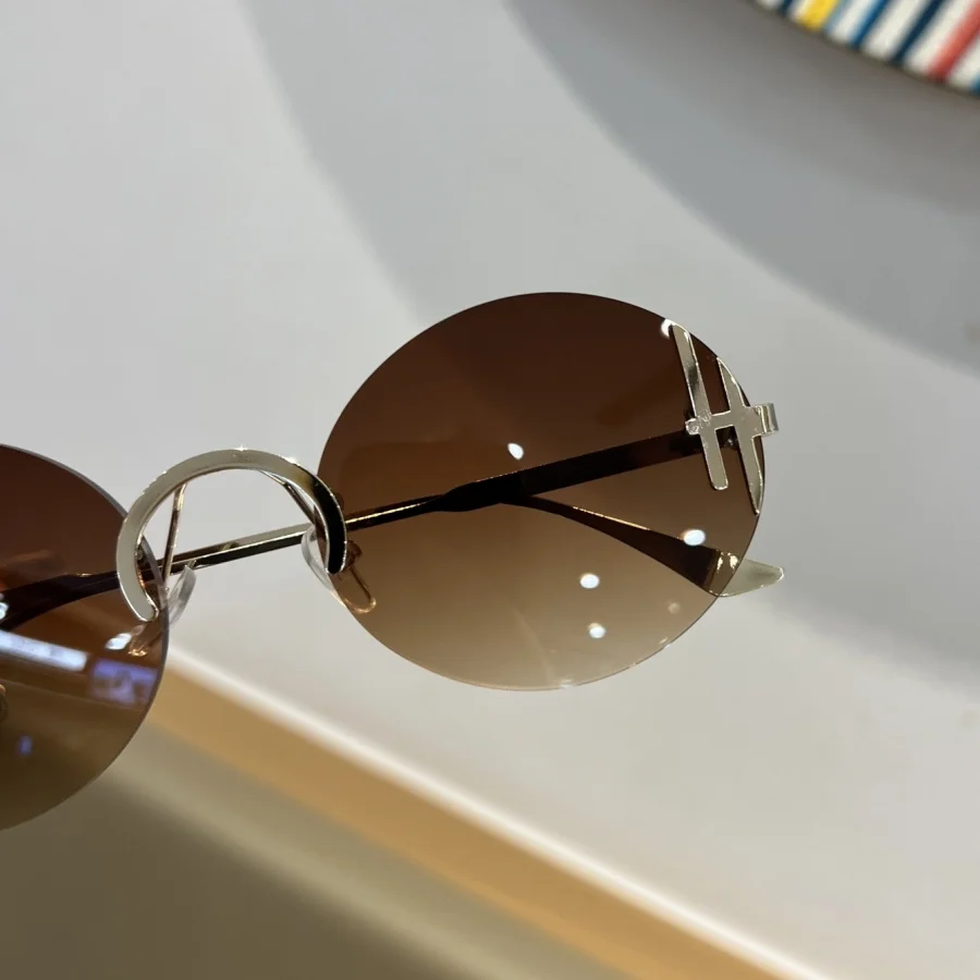 1Pc Unisex Fashion Glasses New Universal Retro Round Frameless Design Versatile Classic Holiday Gift Black Friday Daily Outing C