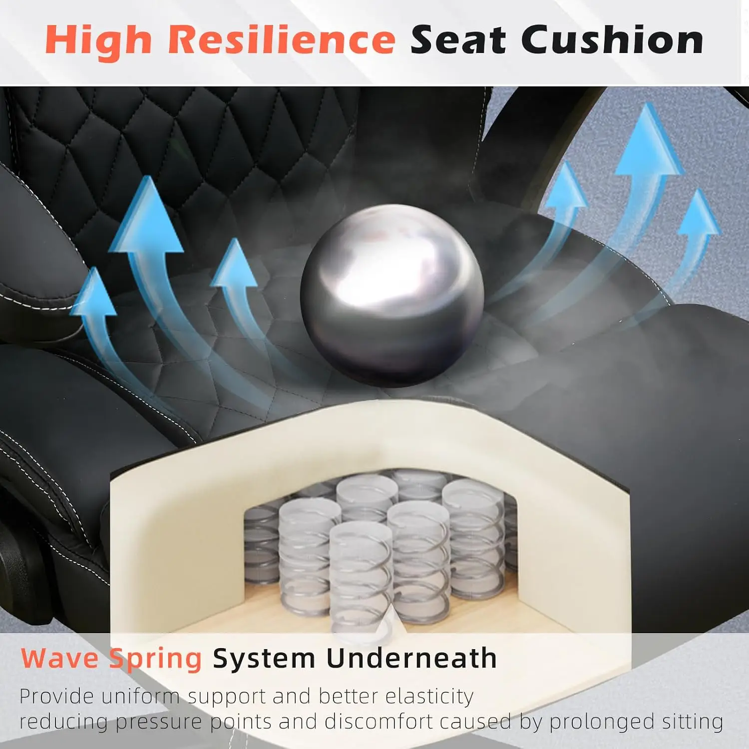 Heavy Duty Office Chair, Inflatable Lumbar, Wide Seat, Flip Arms, Metal Base, Rubber Wheels, High Back Ergonomic, Customized