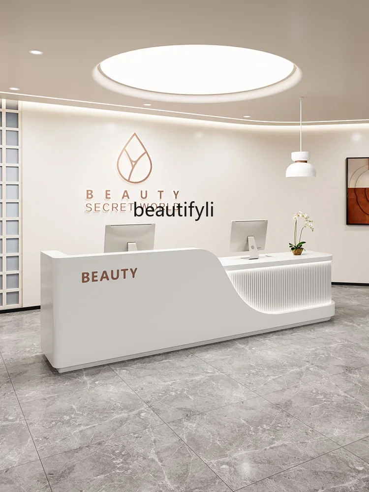 Beauty Salon Front Desk Arc Reception Desk Simple Clothing Store Cashier Counter Desk