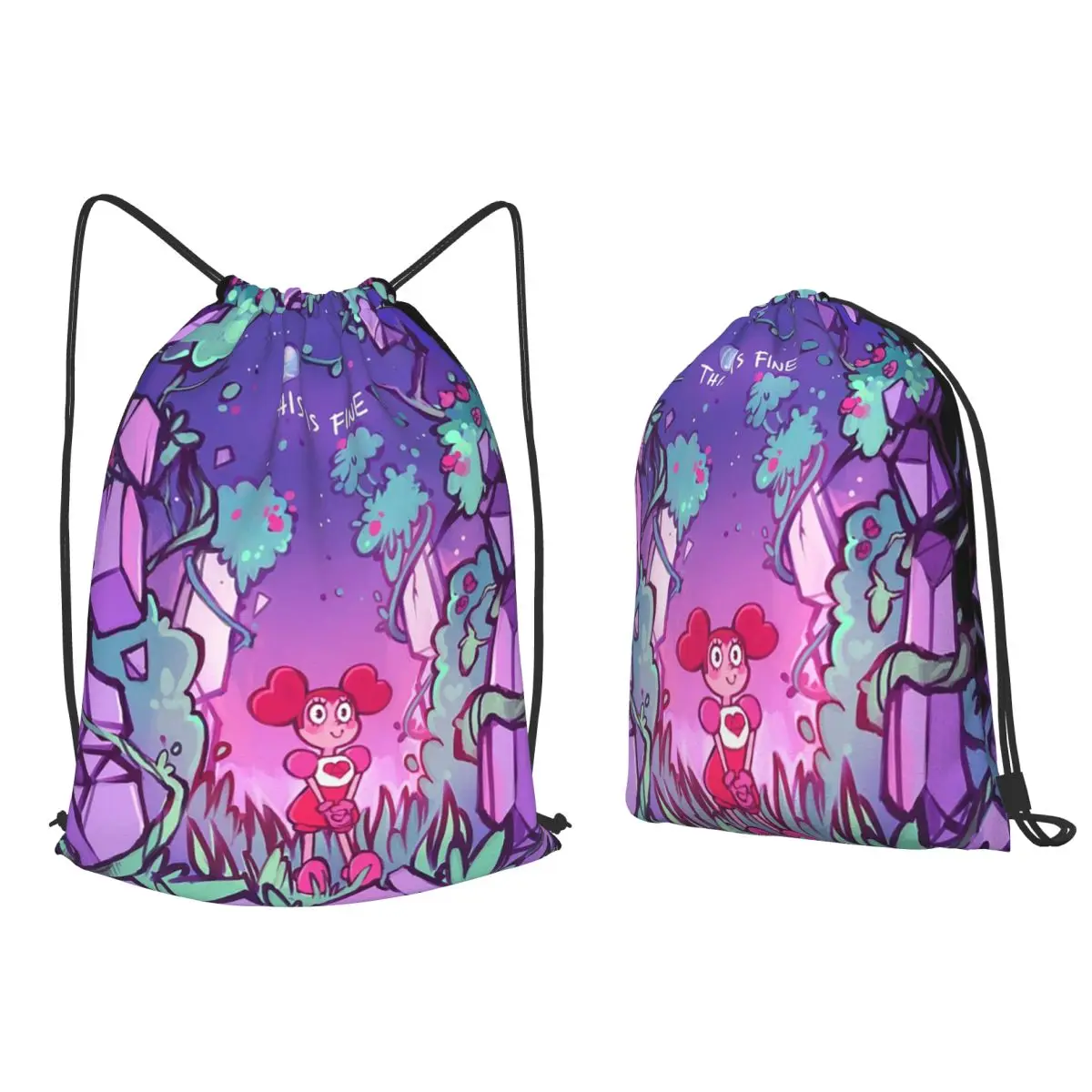 

This Is Fine Steven Universe Backpacks Casual Drawstring Bags Sports Bag Book Bags for Man Woman Students