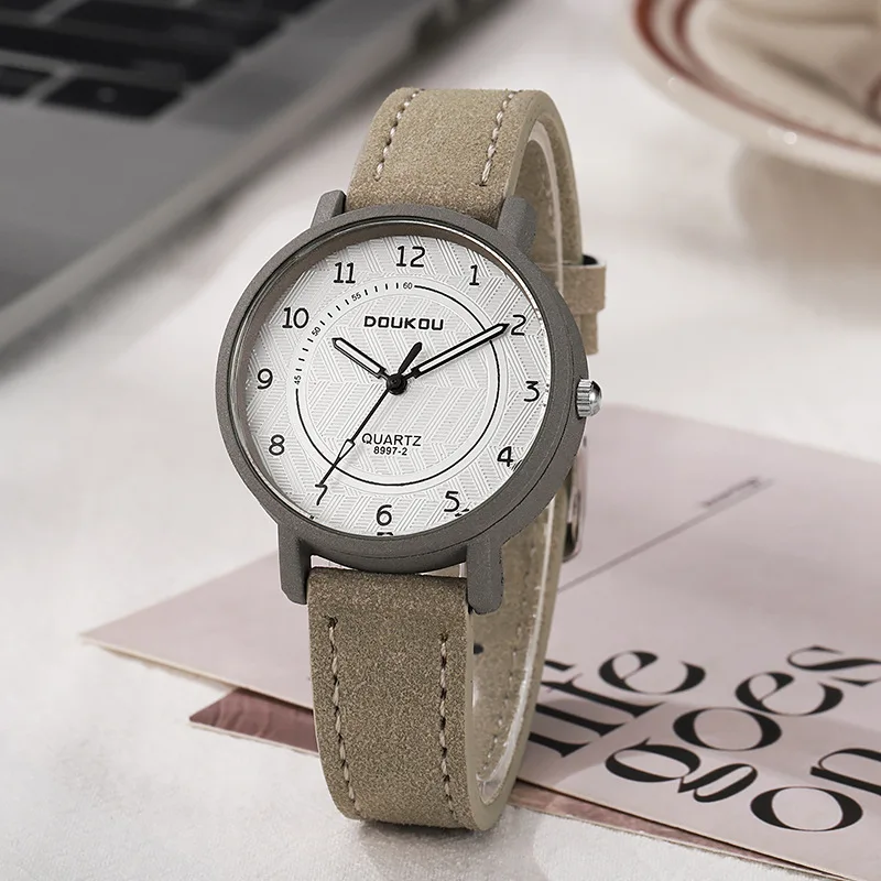 أزياء المرأة ووتش الأرقام العربية الهاتفي كوارتز ساعة طالب الحد الأدنى امتحان ووتش حزام من الجلد الفاخرة هدية ساعات المعصم