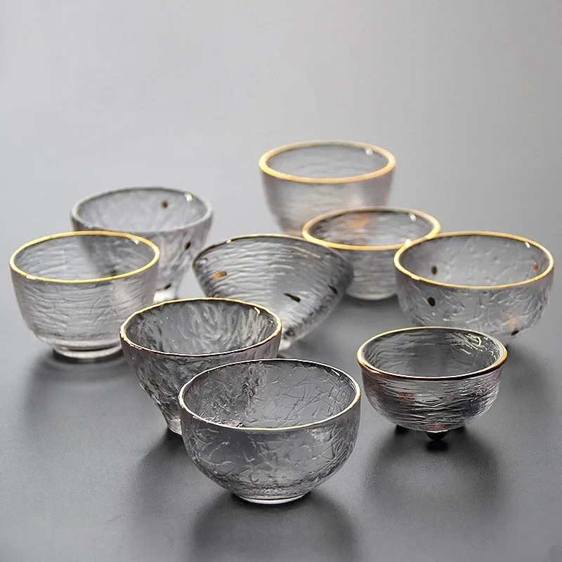 Japanese Glass Teacup Mini Crystal Cup Chinese Kung Fu Tea Set Accessories Small Bowl for Puer Wine Espresso Coffee Cute Teaware