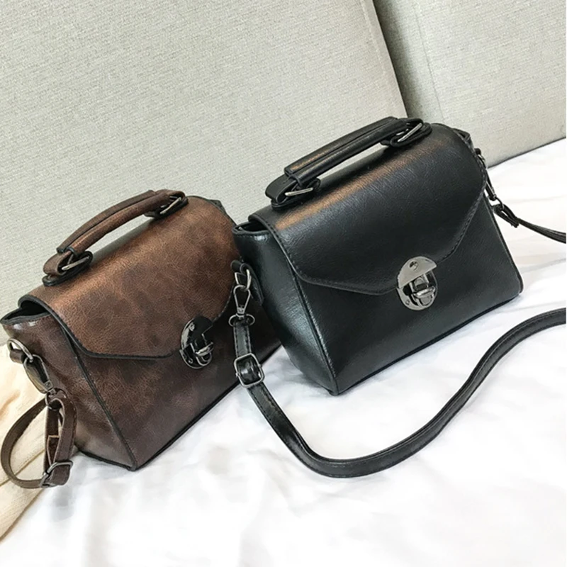 Small Square Bags For Women Fashion Solid Color Designer Crossbody Shoulder Bag Vintage PU Leather Handbags Female Bag Bolsa