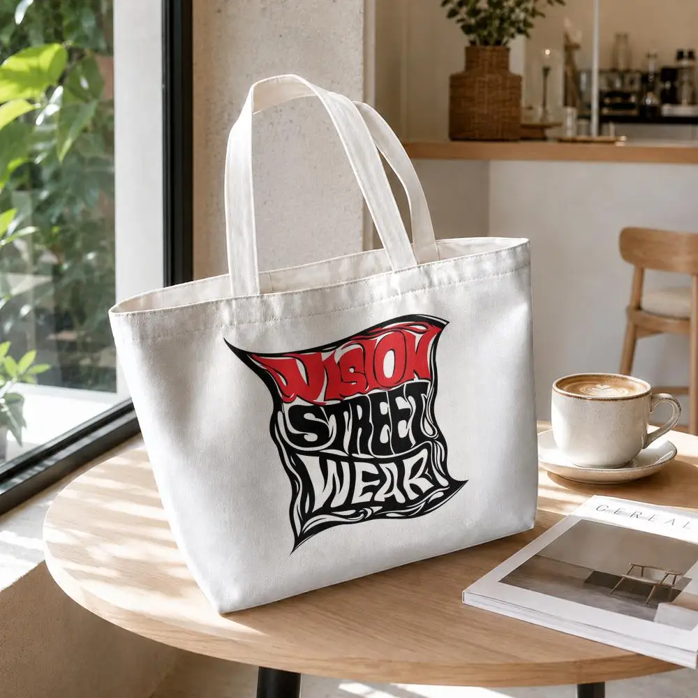 V-Vision S-Street W-WearS Storage Bags Canvas Double-Sided Print Set 2PC Makeup Pouch Set with Zipper for Picnic Travel