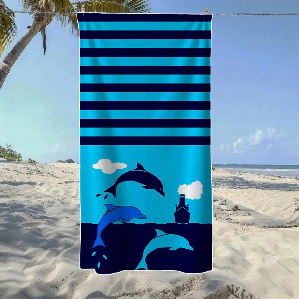 Paisley & Marine Life Beach Towel, Soft Quick-Drying, Perfect For Portable Outdoor Travel, Swimming, Camping And Summer Beach