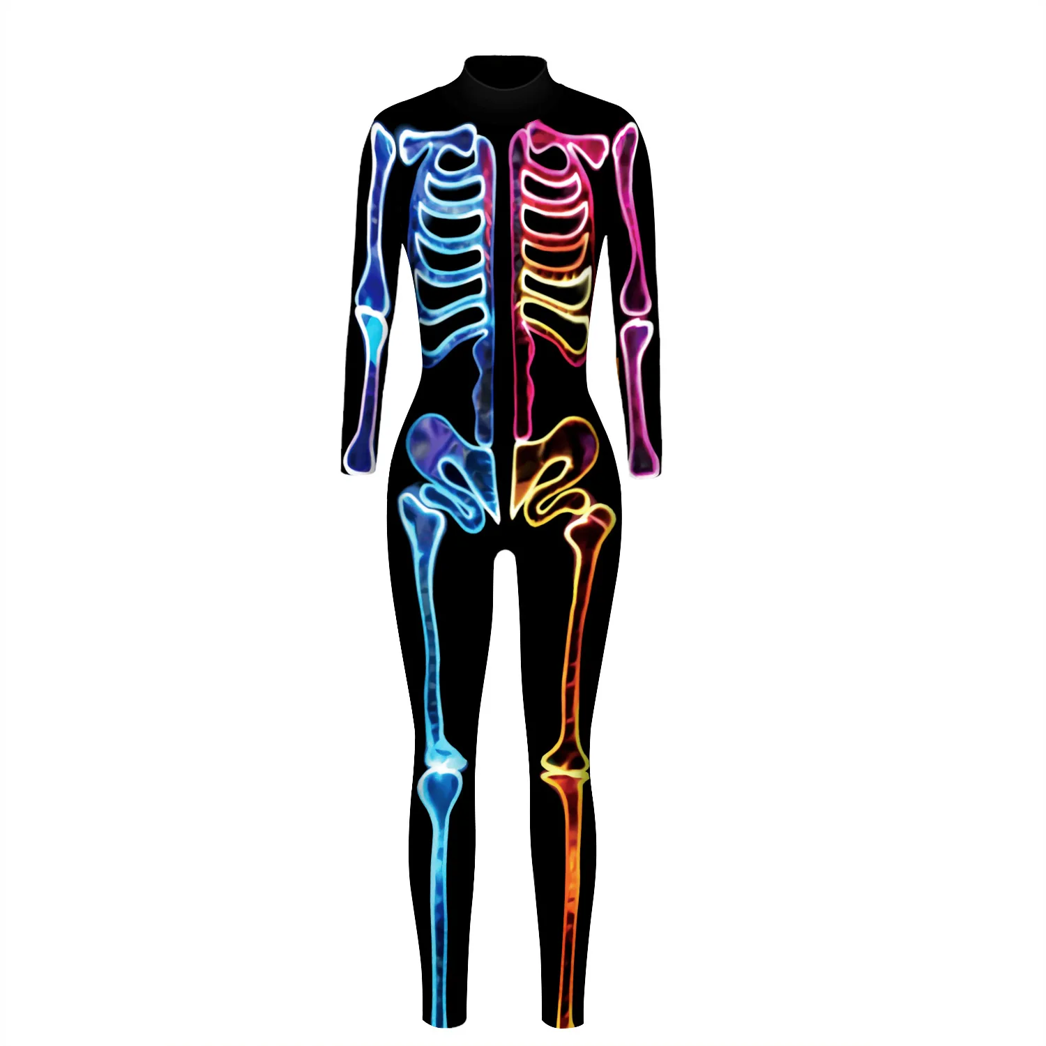 Cosplay-Kostüm Zentai-Bodysuit Fancy-Anzug Halloween Skelett Punk Gothic Damen Sexy Totenkopf-Skelett Slim Jumpsuit – Detail 4