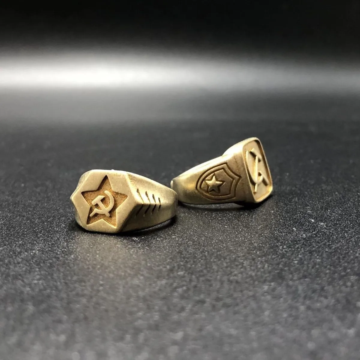 Scythe Hammer Ring Men and Women Retro Trend Rings Five-pointed Star Laborer Soviet Communism