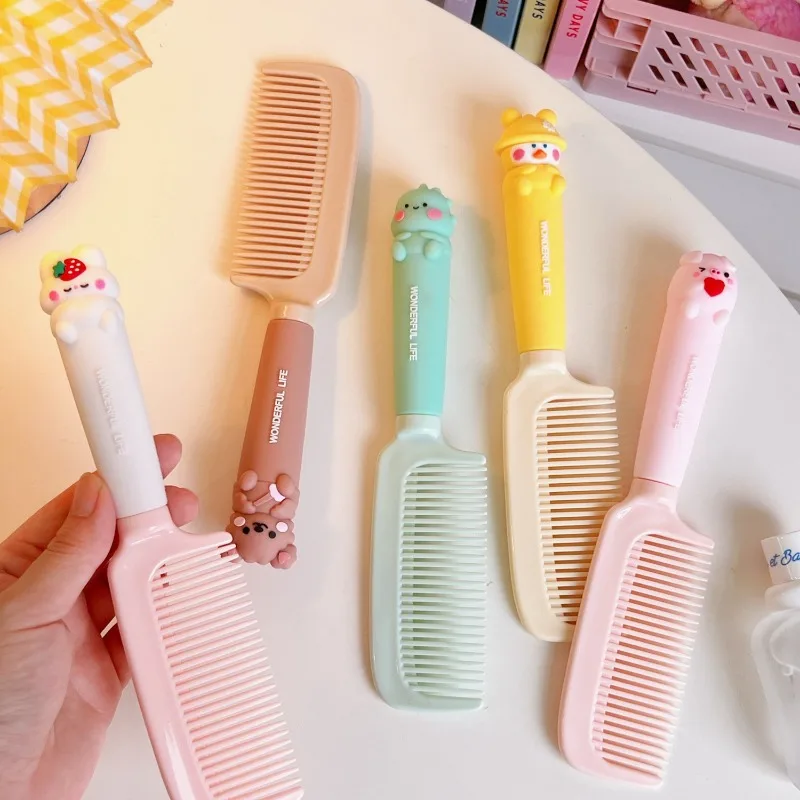 1pc Cute Cartoon Baby Comb for Baby Girsl Kawii Silicone Plastic Comb Soft Handle Kid Hair Brush for 4-18 Years Little Girls