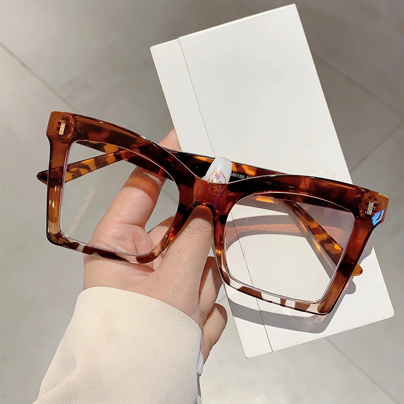 KAMMPT Vintage Square Glasses Frames Women Stylish Oversized Non-prescription Eyeglasses 2024 Ins Trendy Brand Design Eyewear