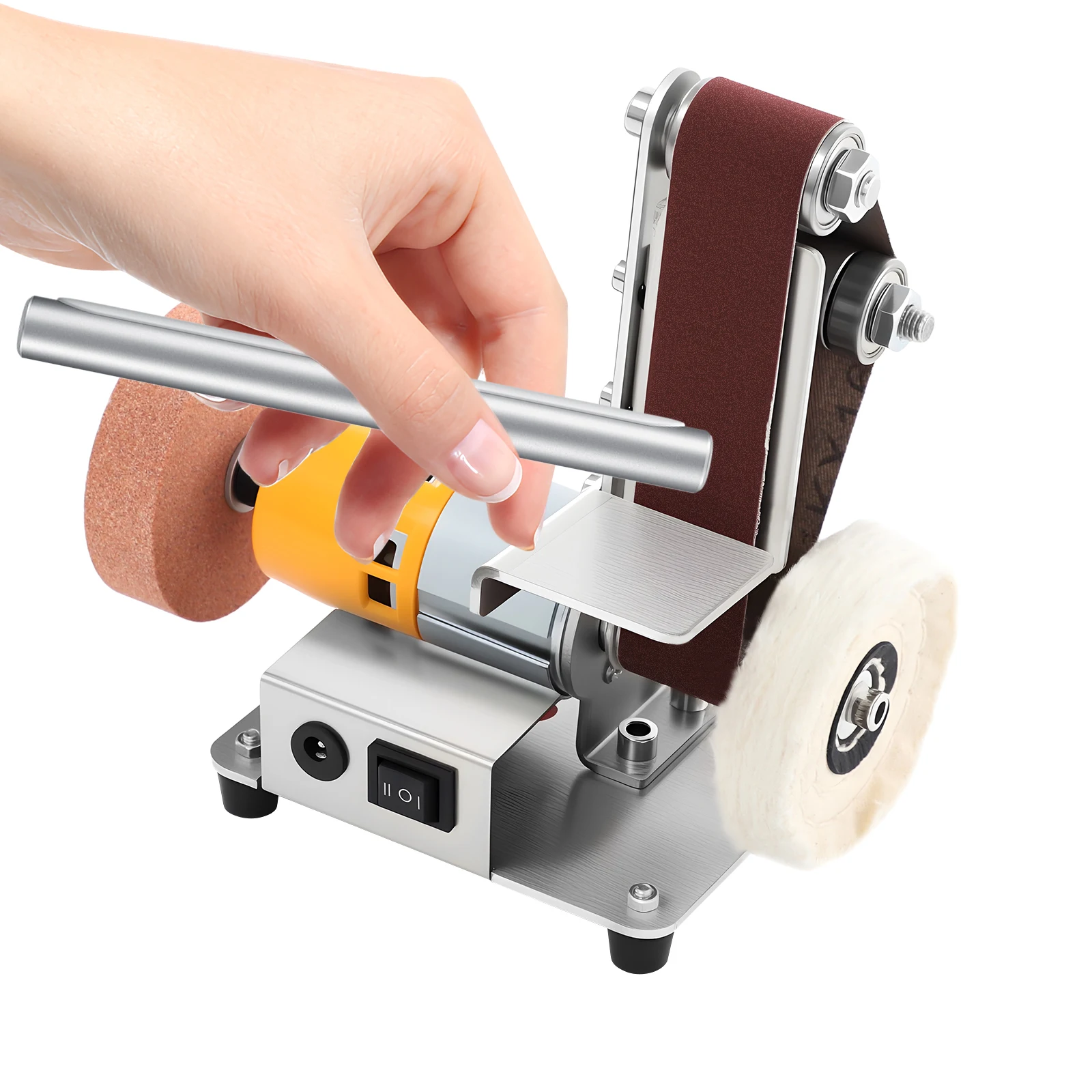 Mini-Bandschleifer, Elektrische Tischschleifmaschine, Tischpolierer Geeignet für DIY-Holzbearbeitung, Metallschleifen – Detail 13