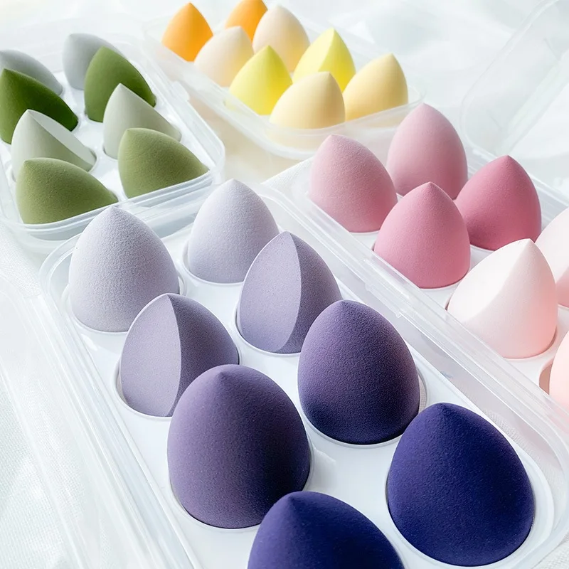 Fun juice 8 beauty egg set box, senza polvere, fissante in polvere, uova per trucco morbide e delicate bagnate e asciutte