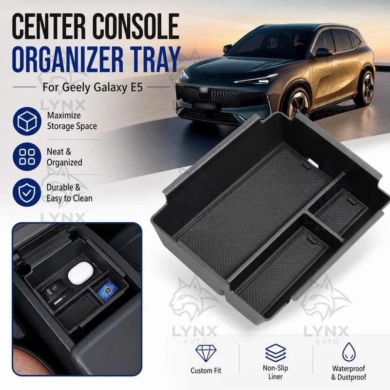 For Geely Galaxy E5 Center Console Armrest Storage Box Tray Interior Car Organizer Accessories Modification Parts