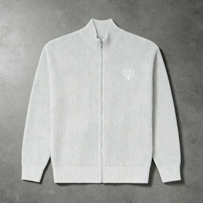 Winter Clothing English - Y2K Grey Heaven Knitted Zip Simple