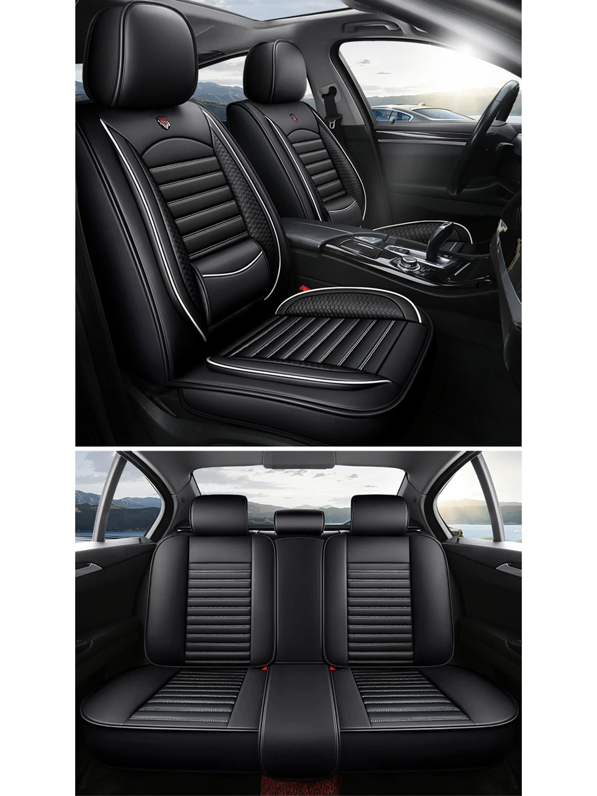 Autostoelhoezen Volledige set leer, autostoelbeschermers, geschikt voor Hyundai Tucson, Kona, i20, i30, i10, Santa Fe, Bayon, Nexo - afbeelding 2