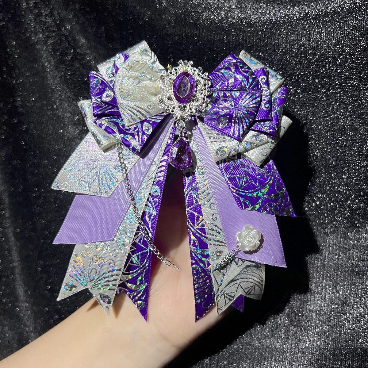 

Retro Lolita Bow Cosplay Bowtie Anime Animation Rescue Stick Bowknot Accessories High End Rhinestone Brooch Shirt Collar Flowers