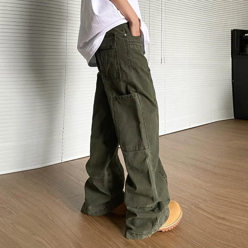 OR FL American Retro Three-dimensional Wash With Water 100 Cotton Women Cargo Trousers Trendy Brand Pile up Feeling Baggy Pants