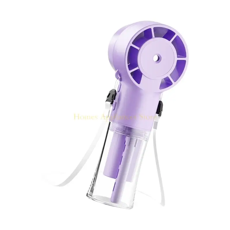 D0AB Fan Handheld Neck pendurado fã névoa recarregável USB para viagens e uso academia