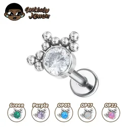 G23 ASTM F136 Implant Grade Titanium Opal Labret Lip Piercing Set 5A Zircon Internal Spiral Tragus Piercing Decoration Wholesale