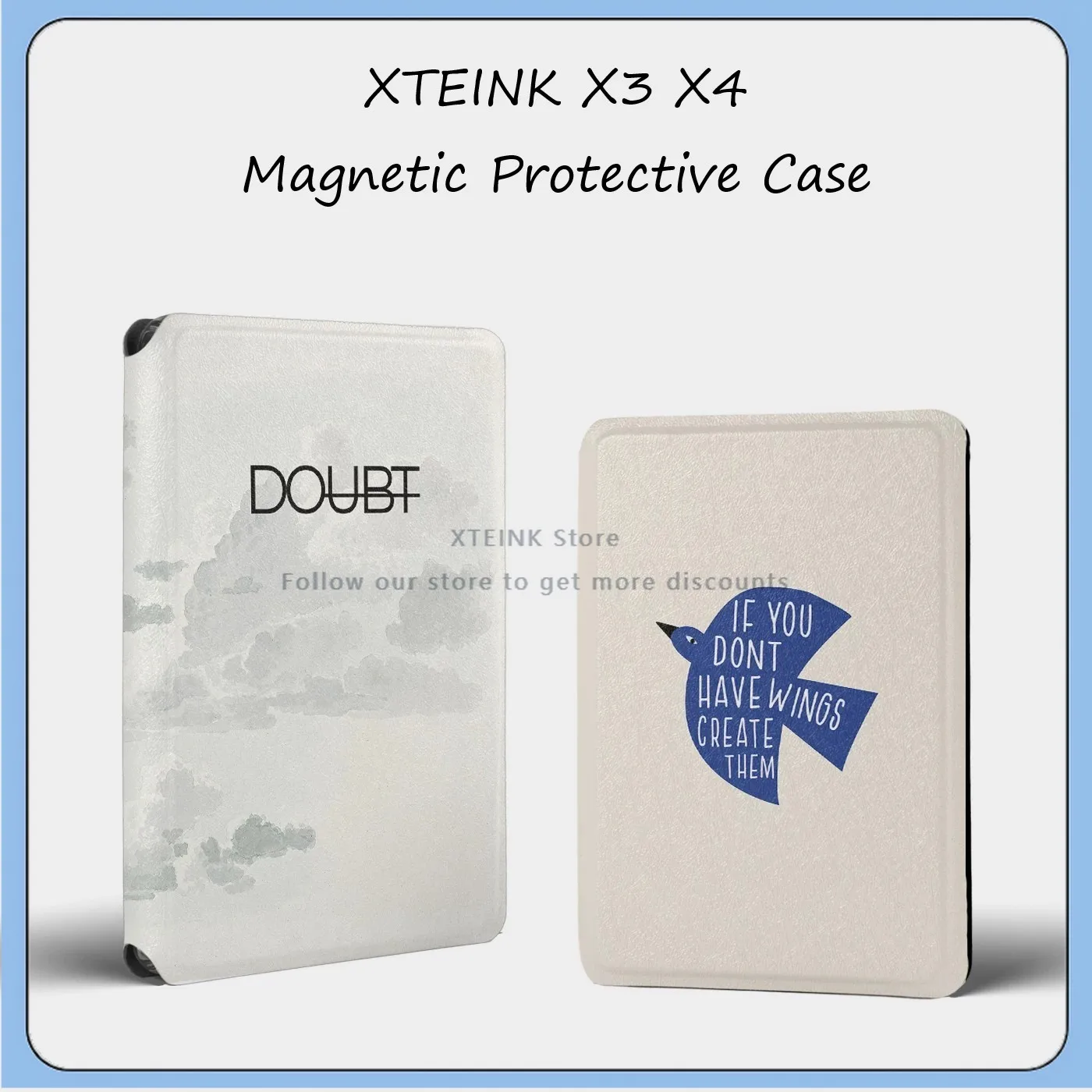 For XTEINK X3 X4 E-Ink Ebook Reader Magnetic Protective Folio Case Clear Transparent TPU Full‑Coverage Protective Cover Gift