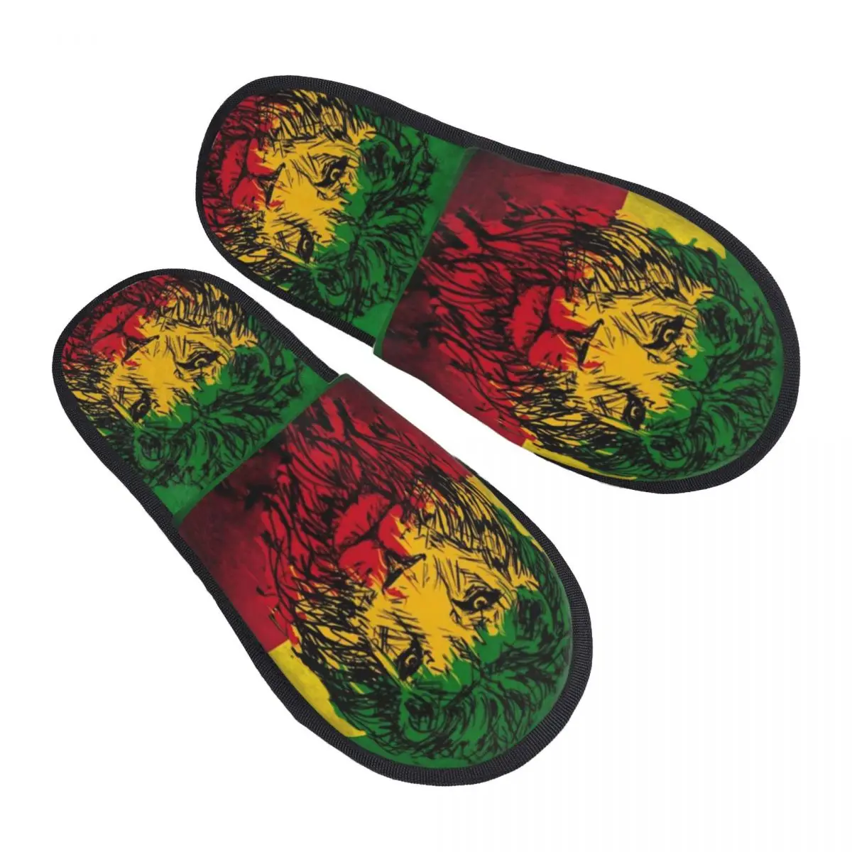 Custom Lion Of Judah Rasta Jamaican Reggae Comfy Scuff Memory Foam Slippers Women Flag Spa House Shoes