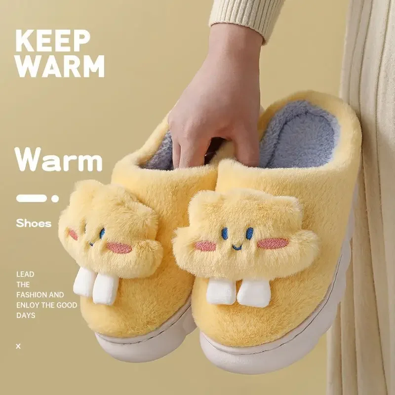 

2025 Winter New Women's Plush Warm Slippers Anti slip Home Shoes Comfortable and Cute Cotton Towers