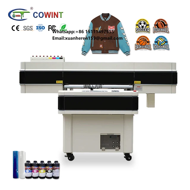 Cowint 90*60mm TPU UV Flatbed Printer Custom Football Jersey Canvas Glass Wood Acrylic Box TPU Appliques XP600 I3200 Nozzle