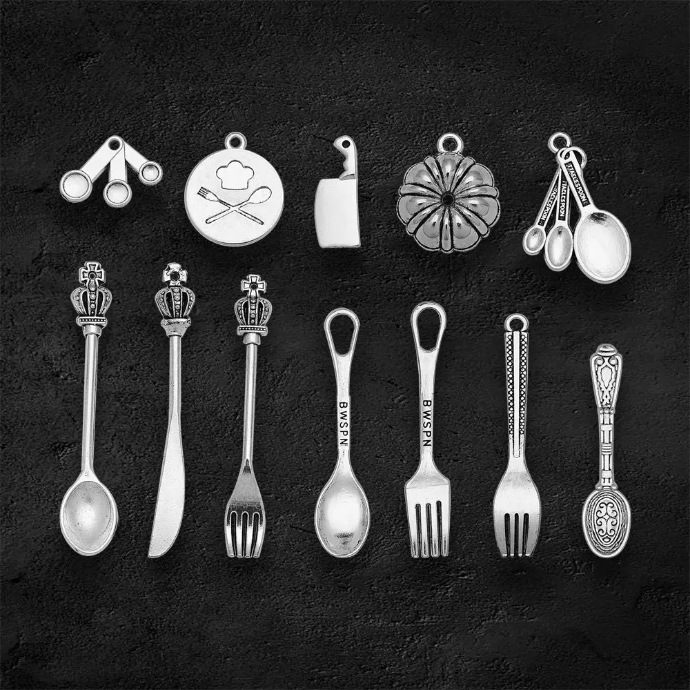 10-30pcs/lot Antique Cooking Spoon Fork Knife Measuring Cup Charms Baking Pendants Diy Jewelry Making Findings Craft Wholesale