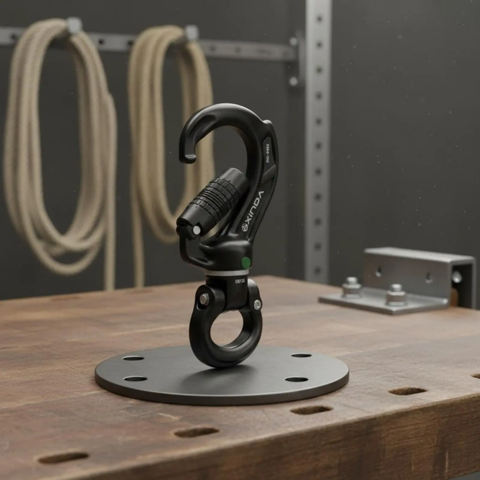 Rotating Locking Carabiner Automatic Lock Rescue Swivel Hook Rotating Carabiner 26 26 kN Strength Safety Connector view 2