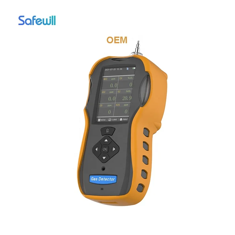 Portable multi gas analyzer lab device  6 in 1 EX CO CO2 O2 NO2 H2S VOC NH3  6gas detector with pump CE ATEX