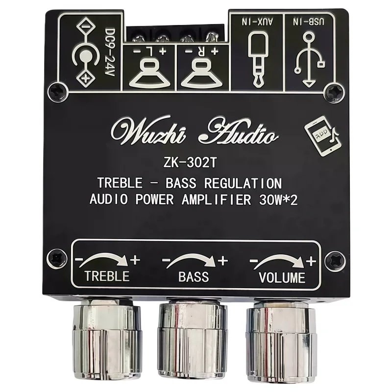 Nuevo módulo amplificador de potencia receptor de audio ZK-LT22 LT23 BT-2,1 canales para uso doméstico, 15W * 2 para cada canal, controlador de graves po de 30W