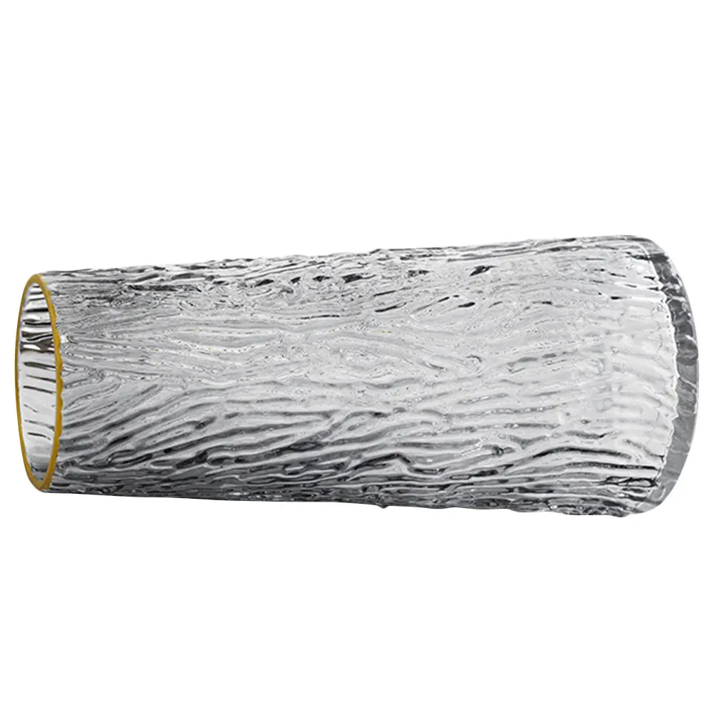 

Grey Glass Vase with Gold Rim Small Desktop Flower Vase for Home Office Decor Elegant Centerpiece for Fresh Dried Flowers