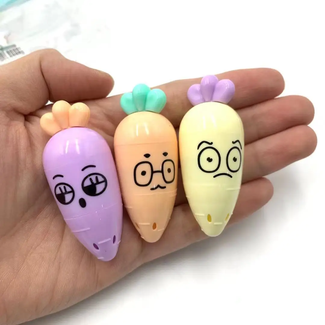 12pcs Cute Mini Cartoon 6 Colors Fluorescent Pen Plastic Highlighter Painting Art Marker Student Stationery Color Marker Pen