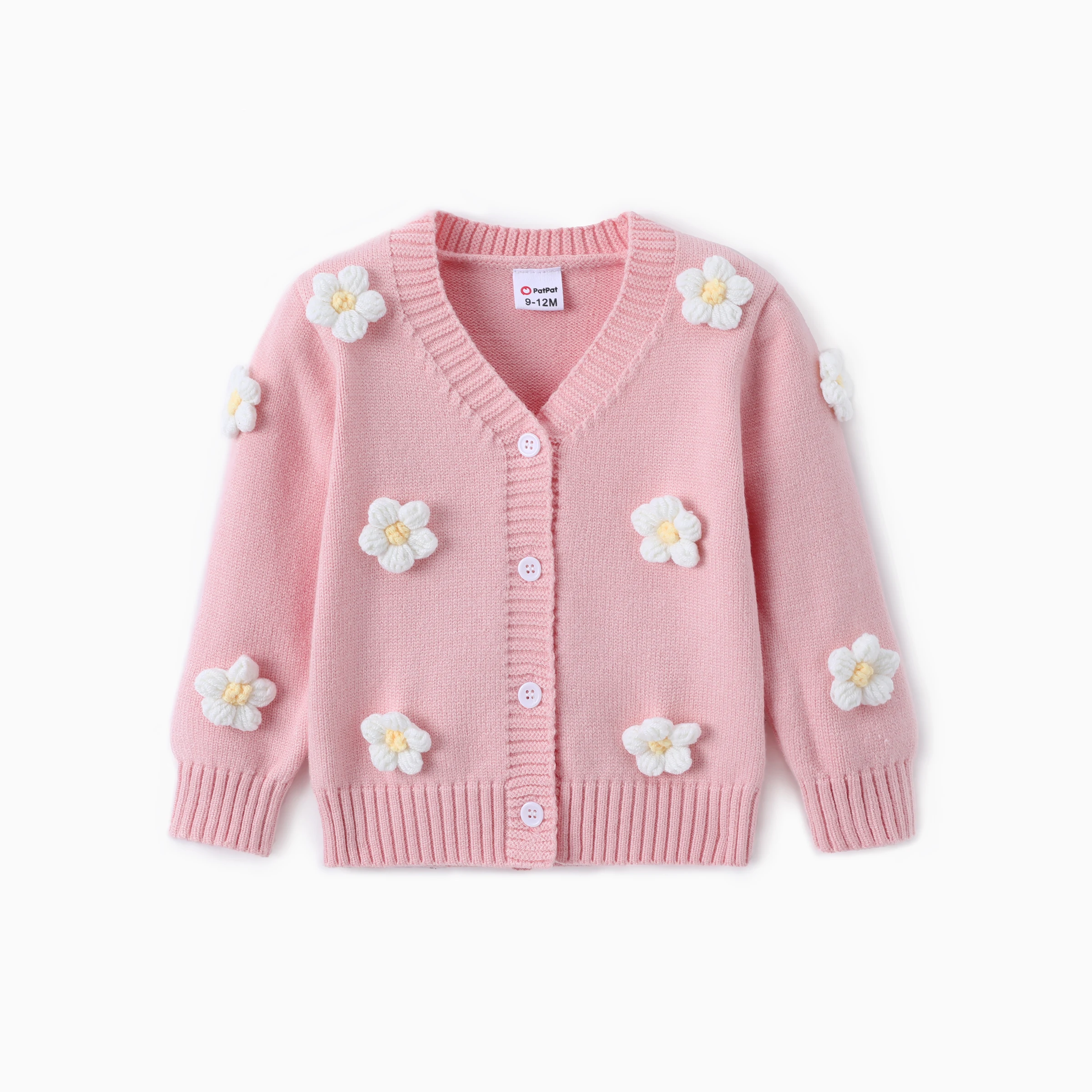 

PatPat Baby Girl Big Flower Decorated Knit Sweater