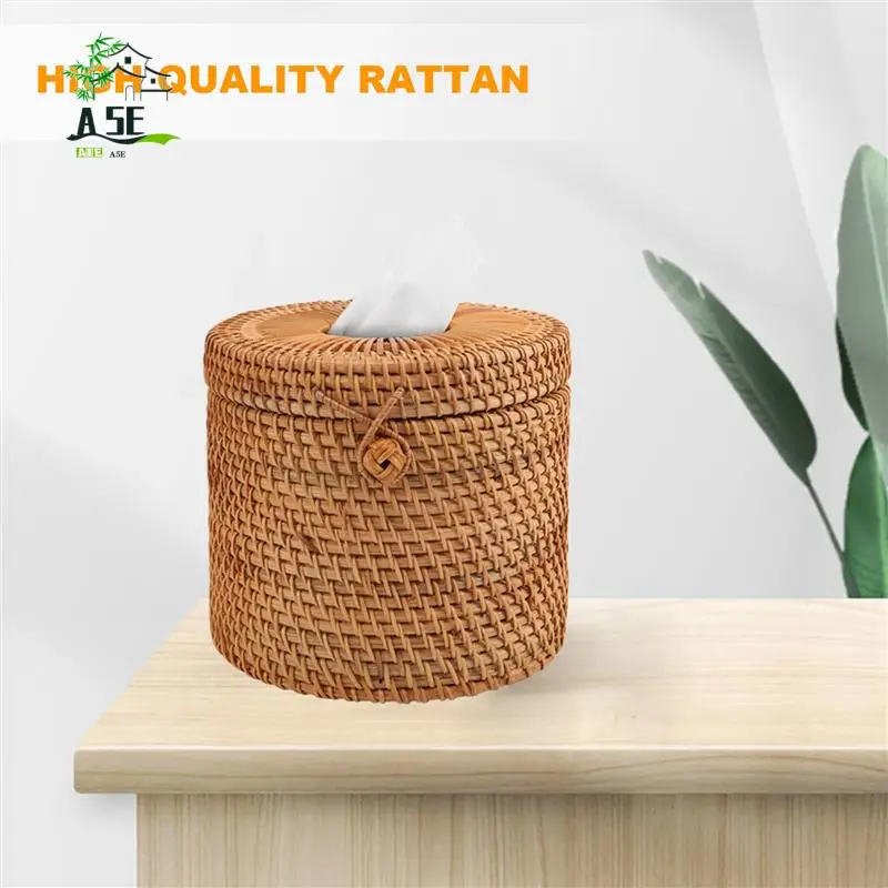 

A05E-круглая коробка для салфеток из ротанга, держатель для рулонов виноградной лозы, диспенсер для крышки туалетной бумаги для ванной комнаты, дома, гостиницы и офиса