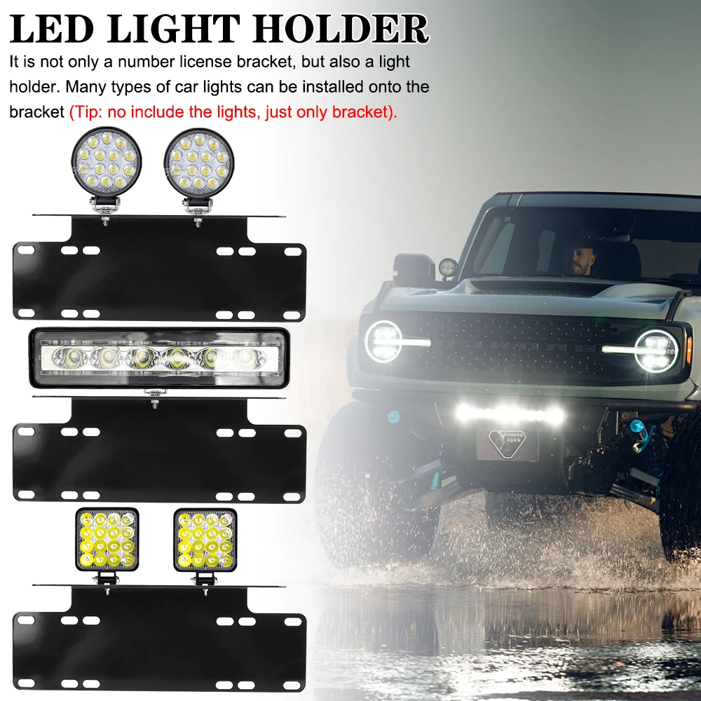 License Plate Light Bracket LED Bar Working Light Car Licence Mount Mount Front Bumper Universal Number Plate Holder