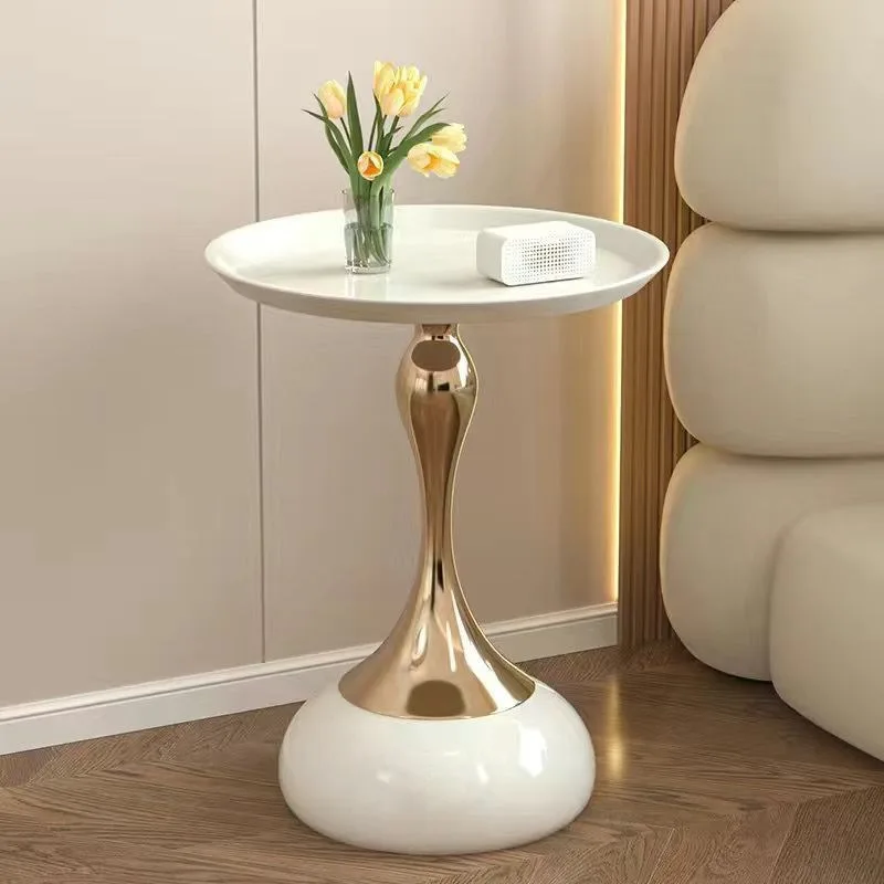 Detail shot showing warm walnut wood top of a sidetable