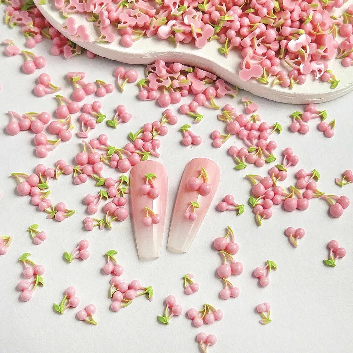 

Creative Simulated Resin Cherry Nail Charms Multiple Sizes Chubby Cute Cherry Nail Art Decorations DIY Hairpin Nails Ornaments