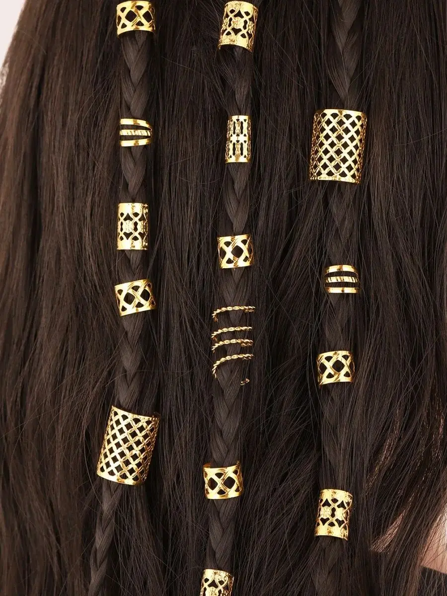 90 Stück goldene Dreadlock-Locs-Haarschmuck für Zöpfe, Haarschmuck für Zöpfe, Haarringe für Frauen und Mädchen, verstellbare Manschetten – Detail 4