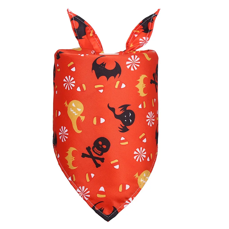 Halloween Pet Bandanas Collar for Dogs Cats  Cotton Triangular Bibs Scarf Collar with Pumpkin Pattern for Puppy Accessories