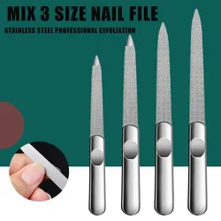 Mix 3 Size Nail File Stainless Steel Professional Exfoliating Double Sides Sandpaper For Professional Finger Toe Nail Care Tools