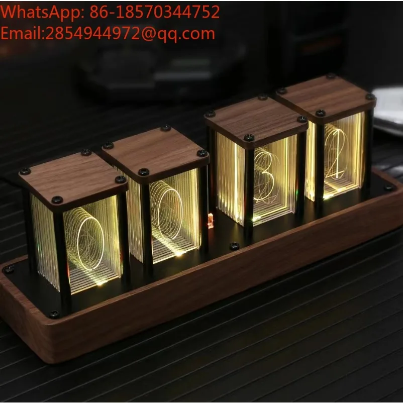 Pre‑Assembled Simulated Nixie Tube Desk Clock WiFi Auto‑Sync Alarm Timer for Desktop Decor