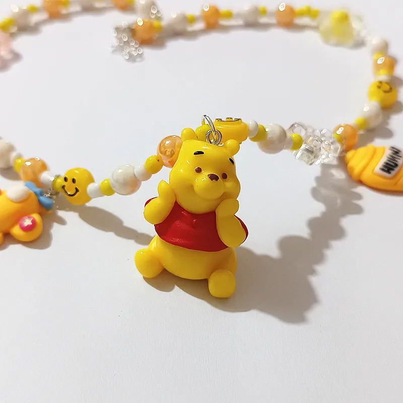 

Winnie Beaded Short Necklace for Women Resin Cartoon Character Pendant Chain Cute Girls Jewelry Gift