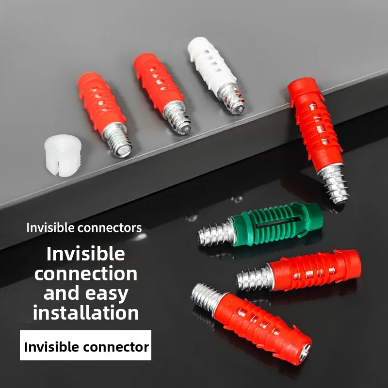 Hidden 2-in-1 Furniture Connector, Self-tapping Screw Link for Wardrobe Cabinet